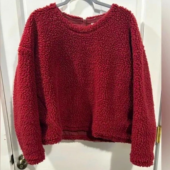 Lululemon Wool Whenever Teddy Crew Sweater Athleisure Savannah Cranberry Red - Picture 4 of 8